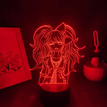 Danganronpa Anime Slika Junko Enoshima 3D Led Nočne Luči Otrok Kul Darilo Igralna Soba nočno omarico Namizni Dekor Neon Lava Svetilka