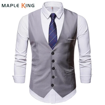 Moške Majice Obleke Waistcoat korejski Poslovnih Poroko Trdna Trajes Elegante Par Hombres Moških brez Rokavov Formalno Podjetja Jakna
