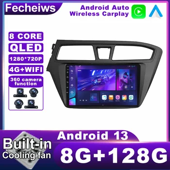 Android 13 Za Hyundai i20 Levi Strani Pogona 2014 - 2017 Avto Radio RDS Autoradio Navigacija GPS Video QLED Večpredstavnostna 4G LTE AHD