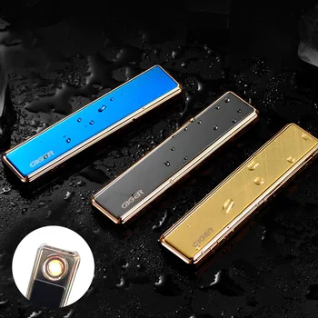 Kovinski Ultrathin USB Lažji Anti Veter Drsna Ogledalo Polnjenje Prenosni Mini Vžigalnik za Cigarete Pribor Izvrstno Darilo