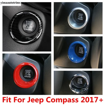 Avto Z Eno Tipko Start Stop Motorja Gumb Pritisni Stikalo Krog Obroč Pokrov Trim Dekoracijo Primerna Oprema Za Jeep Compass 2017 - 2021