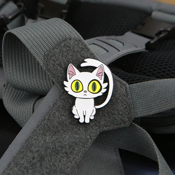 Japonska Risanka Anime Srčkan Belega Mačka Kovinski Obliži Ringbud Tour Taktično Značko Za Oblačila Telovnik, Suknjič DIY Aplicirano S Kavljem