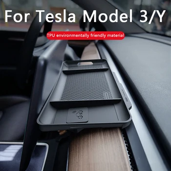 Avto Zaslon Zadaj Škatla za Shranjevanje za Tesla ITD Model 3/Y Centralni Nadzor TPU Mehki Silikonski Skrite Shranjevanje Rack Tkiva Pladenj
