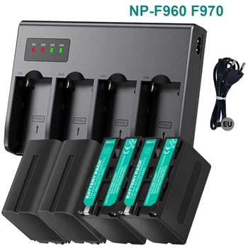 8800mAh NP-F970 NPF960 NPF970 Baterija + 4 Reže za Baterijo, Polnilec za Sony NP F980 F970 F960 F550 F570 QM91D CCD-RV100 TRU47E