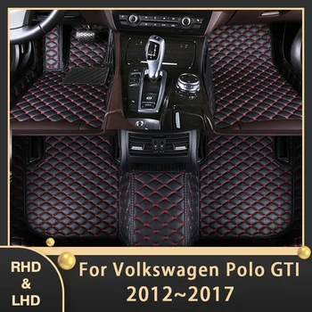 Avto predpražnike Za VW Volkswagen Polo GTI MK5 2012~2017 po Meri Auto Stopalo Blazinice Usnje Preprogo Notranja Oprema 2014 2015 2016