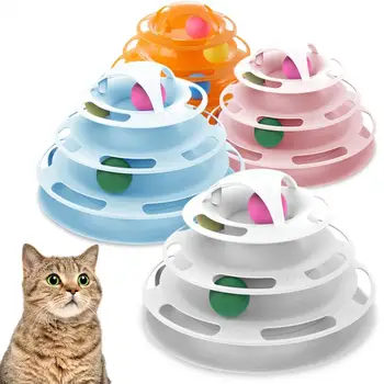 Ravni vrtljivo trinožno Igrače za mačke pripomočki Stolp Skladbe z kroglice mačka igrača Interaktivni Inteligence Usposabljanje z zabavno cat stick
