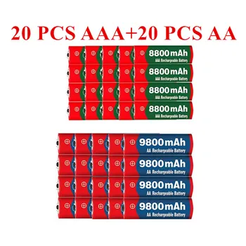 2022 Original 20PCS 1,5 V AAA 8800 mAh Polnilne Baterije AA 1,5 V Alkalni Bateriji 9800 mAh za Gledanje MP3 Igrača Baterijo Fotoaparata