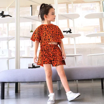 Poletje Baby Dekleta Bombaž Obleke, Kompleti za Malčke Leopard Tiskanja Tshirts + Hlače 2Pcs Določa Otroci Trenirke Malčka Otrok Loungewear