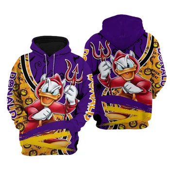 Disney Halloween pulover s kapuco za Moške, ženska Moda in Ženske Jopice, Donald Duck Čarovnik Disney Grad Noč Čarovnic Zip Hoodie Priložnostne