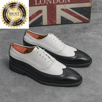 Oblikovalec Čevljev Poslovnih Urad Mens Poročno Obleko Formalno Sponke črni in beli Usnjeni čevlji za Moške Luksuzni Oxford