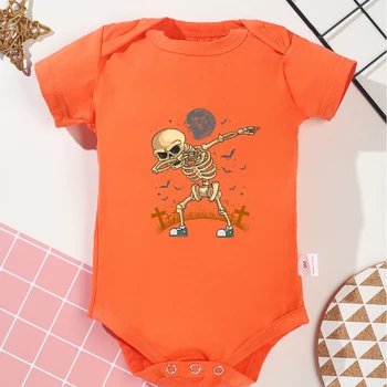 Halloween Baby Boy Oblačila Onesie Moda Harajuku Trik ali Zdravljenje Padec Prijetno Novorojenčka Onesie Kratek Rokav Black Otroške Kopalke