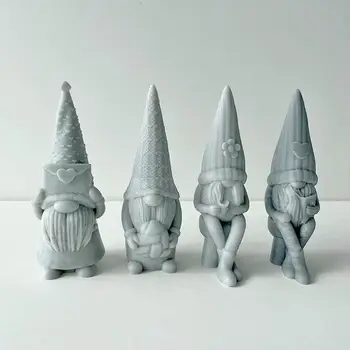 3D Gnome Plesni Epoksi Smolo Hrane Silikona Ustvarjalne Valentinovo Sveče, ki opravlja Dobave, DIY Milo Vosek za Sveče Počitnice