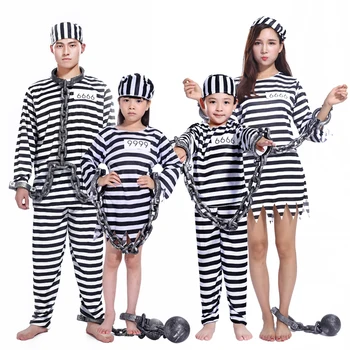 2023 Pustni Zabavi Halloween Zapornika Kopalke za Moške, Ženske, Otroci, Otrok, Družina Nasilno Zapornika Fancy Kostume, Obleke Set