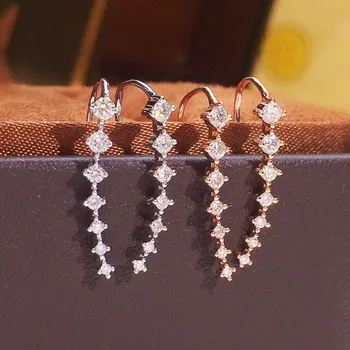 UBESTNICE Design Resnično 18K Bela Rose Zlata AU750 Ženske Fine Nakit Vrstico Gradient Diamond Kavljem Uhani svate Darilo