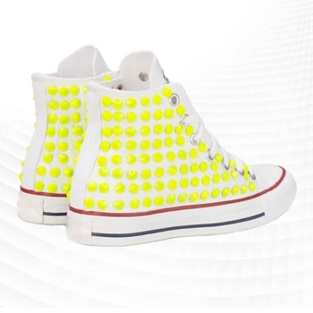 Moda dopamin rumena zakovice visoki vrh design občutek platno čevlji Ročno hip hop veter street dance čevlji priložnostne čevlji