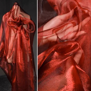 Črno Rdeča Dvojno Barvo Kristalno Preja, Tkanine Poroko Dom Prodajalne Dekoracijo DIY Obleko Modne Oblikovalke, za Šivalni Material Krpo