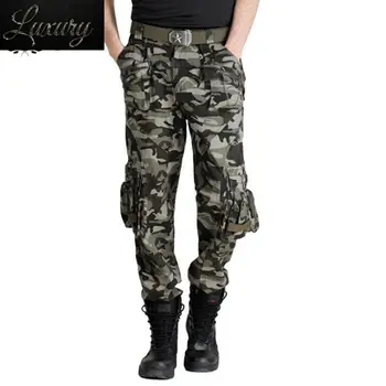 Vojaški Slog Moške Hlače Vojske Oblačila Taktično Camo Hlače Moški Multi Žep Zadrge Tovora ZDA Boj Prikrivanje Jogger
