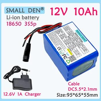 12V 10Ah 18650 3S5P Li-ionska Akumulatorska Baterija, 12V Varnostno Napajanje, Električne Igrače in električna Orodja Baterije + 12,6 V 1A Polnilnik