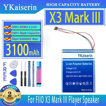 YKaiserin 3100mAh Nadomestna Baterija Za FIIO X3 Mark III Igralec Zvočnik Digitalno Baterije