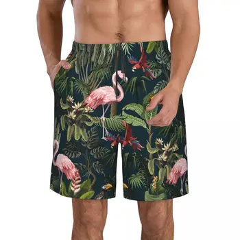 Flamingov 3D Tiskanje Poletne Moške Hlače Hawaiian Beach Prosti Slog Vrvico Domov Hlače