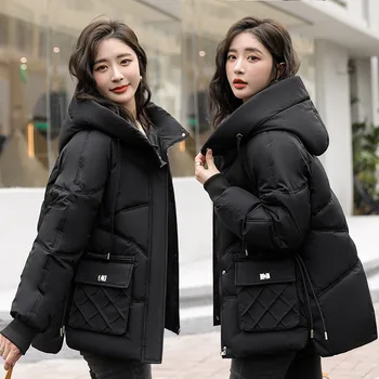 Ženske Zimsko Jakno 2023 Nove Ženske Bombaž, Oblazinjeni Suknjič Korejski Svoboden Hooded Bombaž Plašč Ženske Parkas Pozimi Plus Velikost Outwear