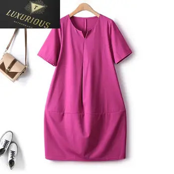 Eleganten Stranka Obleke Za Ženske 2023 Novo Preproste Zasnove Trdno Stisnjeno Gub Priložnostne Evropske Svoboden Prevelik Žensko Obleko 4XL