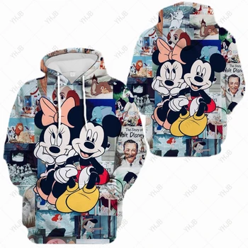 3D Disney risanke Nekaj Mickey Hoodie Majica Priložnostne prevelik Ženske Hoodie Ulzzang hip hop Ulične Harajuku Majica