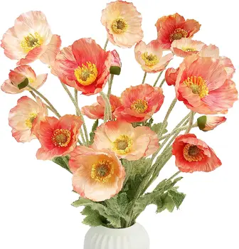 5pcs Umetno Cvetje Svile Makovo Cvetje za Dom Dekor Šopek Poročno zabavo Umetno Cvet