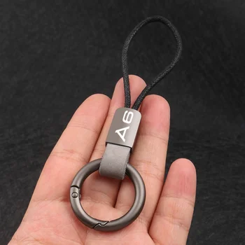 Usnjena Vrv Keychain Ustvarjalne Ključa Imetnika Modni obesek za ključe Ključnih Verige Za audi A6 z Za Styling Auto Dodatki Key Ring Darilo