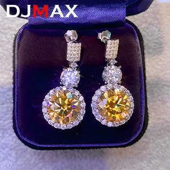DJMAX Original 925 Sterling Srebro Luksuzni Lady ' s Diamond Spusti Uhan Redkih 6ct Moissanite Stud Uhani za Ženske Novo 2023