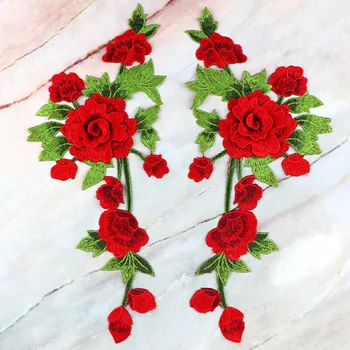 1 Par Vezeni Cvetlični Krpo Za Ženske Tkanine, Dekoracijo, Kitajski Slog 35 * 15 cm Ročno Prišite Nalepko Vezenje