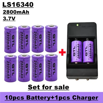 16340 nova litij-ionska baterija za polnjenje, 3.7V2800 mAh, primeren za LED svetilke, kamere, detektorji ogljikovega monoksida, itd