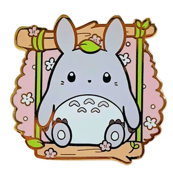 Anime Srčkan Totoro Igra na Gugalnici Emajl Zatiči Risanka Kovinska Broška Značko Oblačila, Pokrivalo za Nahrbtnik, Nakit, Pribor Darila