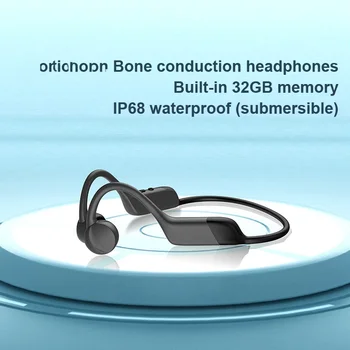 Res Kostne Prevodnosti Slušalke z 32GB Pomnilniško Kartico TWS Brezžična tehnologija Bluetooth Plavati Slušalke MP3 Glasbo, IP68 Vodotesen Slušalke