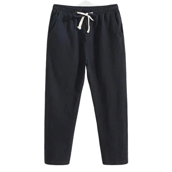 Perilo devet-točka hlače za moške bombaž in lan harem hlače svoboden velikosti priložnostne poletje hlače tanke, ravne noge hlače maščobe trend