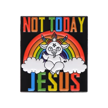 Ne Danes Jezus Emajl Zatiči Mavrica Kozje LGBT Živali Broška River Značke Nakit Darilo za Prijatelje