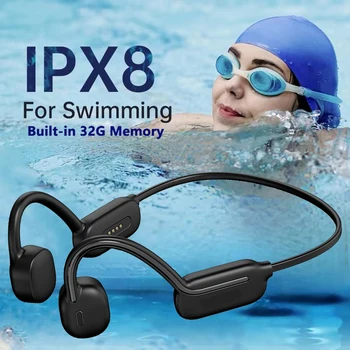 Plavanje Kostne Prevodnosti Slušalke Bluetooth Brezžične IPX8 Nepremočljiva 32GB MP3 Predvajalnik, Hi-fi Slušalke z Mikrofonom Slušalke