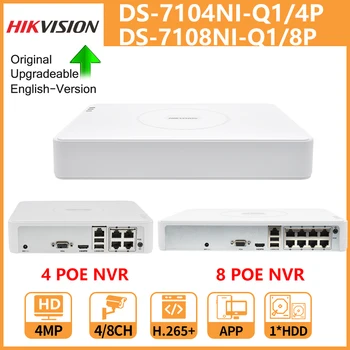 Hikvision NVR DS-7104NI-Q1/4P DS-7108NI-Q1/8P 4CH 8CH 4MP Rekord Za PoE IP Kamere CCTV Security Network Video Snemalnik H. 265+