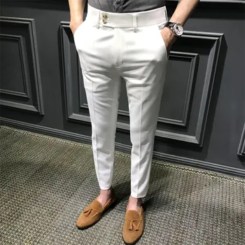 Poletje Obleko Hlače Moški Korejska Različica Slim Obleko Hlače Majhne Noge Devet Točk Priložnostne Tanke Hlače