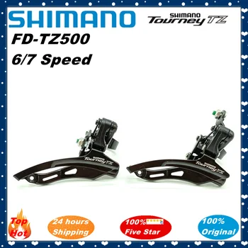 Original Shimano Tourney TZ FD-TZ500 Kolo Prednji Menjalnik FD TZ500 Sponko Pasu Gori 31.8 mm 3x7/6 Speed Top/Navzdol Pull 42T 48T