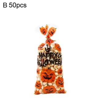 50Pcs Halloween Candy Bag s Praznično Twist Vezi Sladkarije Zdravljenje Vrečke za Sablastan Pogodbenice Prednost Darilni Embalaži Bag