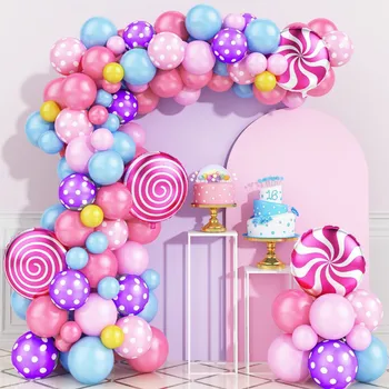 Nov Prihod 99Pcs Lollipop Temo Fantasy Mavrica Latex Balon Venec Arch Set za Rojstni dan Dekoracijo