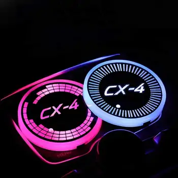Barvita Spreminjanje Luči LED Avto Vode Pokal Pad USB Svetilnost Železnica za Mazda CX-4 CX4 Notranja Oprema