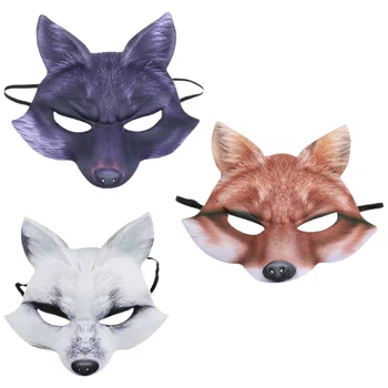 3 Kos Počitnice Maske, Pustne Kostume Festival Cosplay Fox EVA Živali Obraz Stranka Ličila