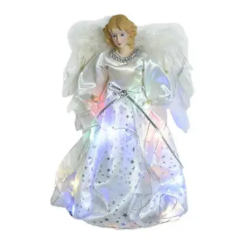 Božično Drevo Pokrivalo Okraski Angeli 3D LED Osvetljeno Božično Drevo Pokrivalo S Krili Angela Figurice Krošnja ne sveti Za