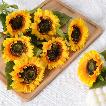 1pcs Sončnično Dekoracijo Umetnih Sončnično Cvet Realne Svile Marjetice za Dom Cvetlični Aranžma svate