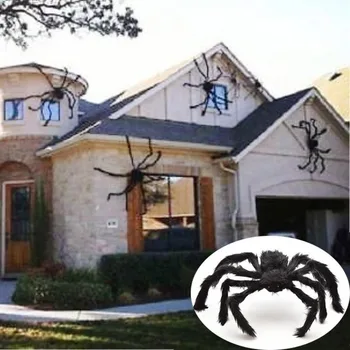 Halloween Scary Velikan Stretchy Black Plišastih Spider30~200 cm Za Dom Bar Dekor Haunted House Party Teror Rekviziti na Prostem Dekoracijo