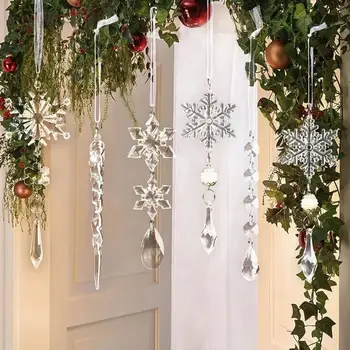 Praznično Ledenica Dekoracijo Praznične Počitnice Božič Visi Drevo Ornament Garland Akril Snežinka Okraski za vsako.