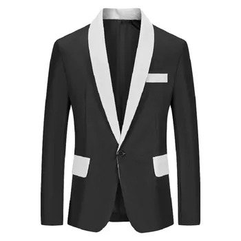 Moda za moške Elegantno Dvojno Barvo Ujemanje Obleko En Gumb Šal River Suknjič Visoke Kakovosti Business Casual Stranka Maturantski Jopič