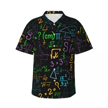 Moška kratka sleeved majico, Večbarvna Matematičnih Geometrijskih Ploskev Formule In Izračuni T-majice Polo Majica Vrhovi